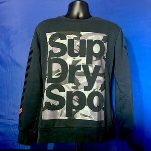 Superdry Mens Size Medium Combat Boxer Camo Logo-Print Sweatshirt -Black